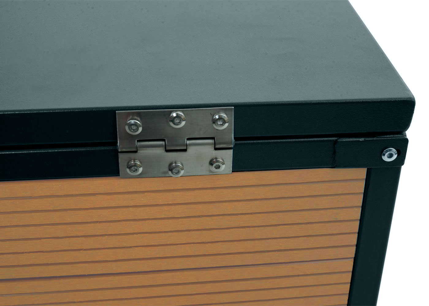 Mähroboter-Garage mit Deckel MCW-L45, Dach Unterstand für Rasenmäher, WPC Metall 35x60x70cm ~ Eiche-Optik