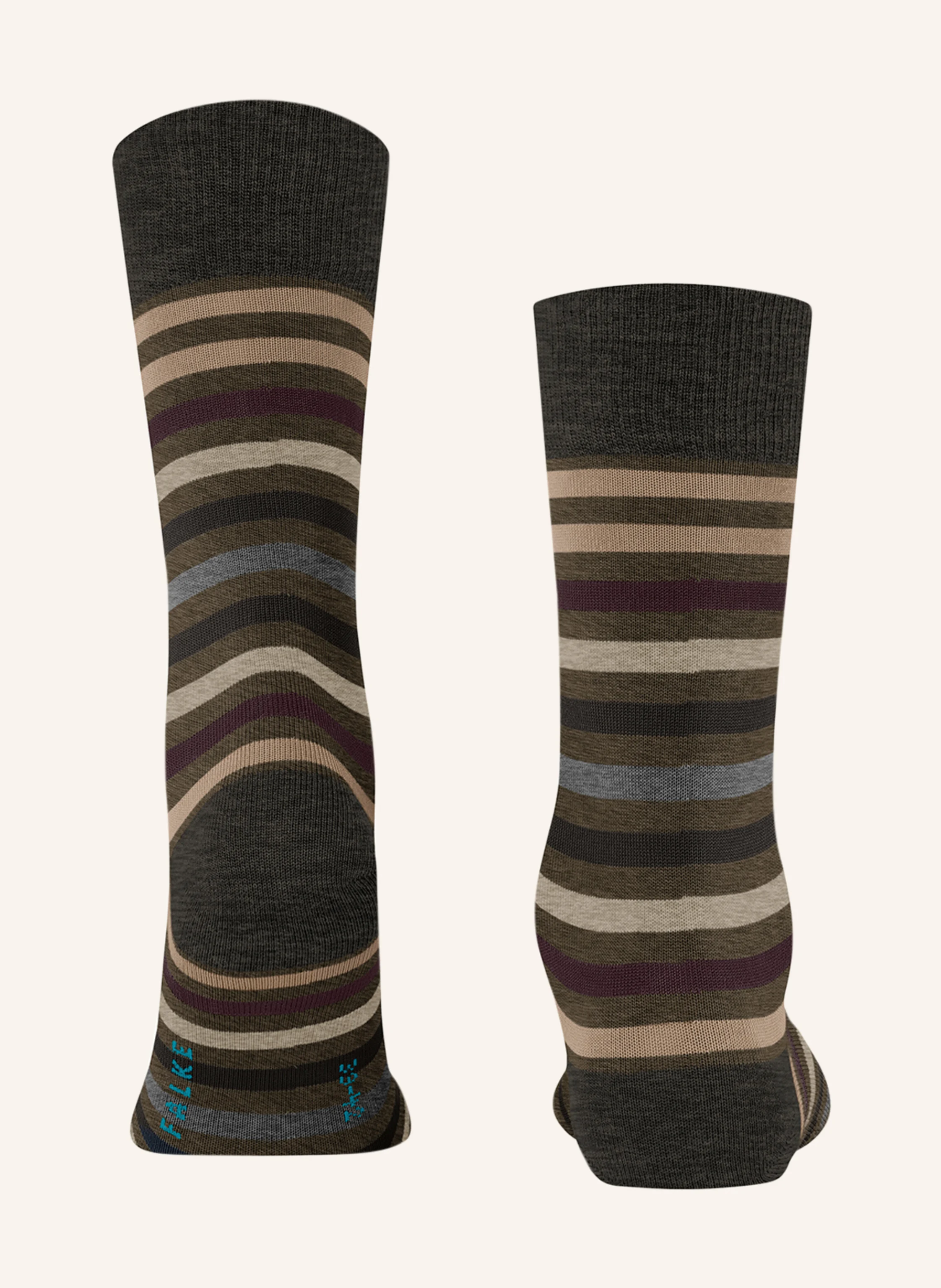 FALKE Strümpfe TINTED STRIPE mit Merinowolle