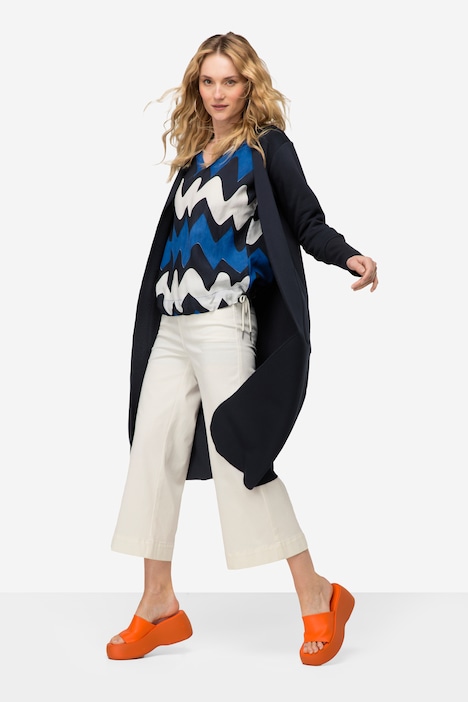 Sweat-Cardigan, Straight Fit, offene Jacke, sichtbare Nähte