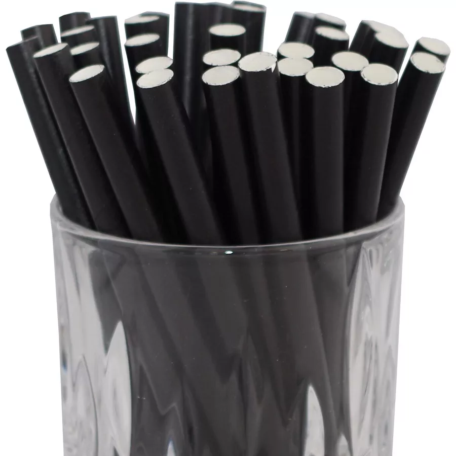 Luxentu Papier-Trinkhalme Cocktail 15 cm 100er Set schwarz