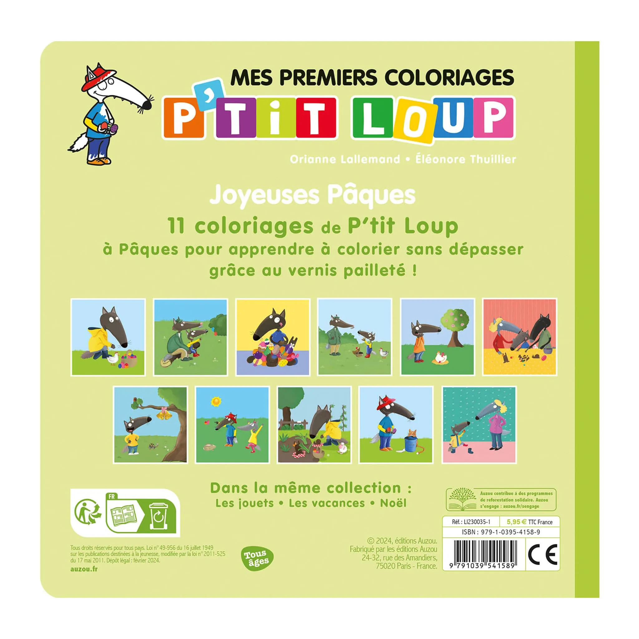 Auzou Mes Premier Coloriages Ptit Loup - Joyeuses Pâques!