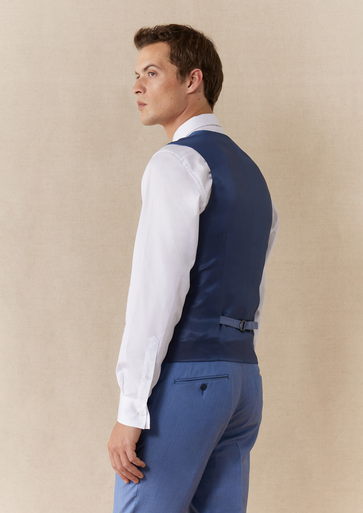 Gilet de costume en laine unie bleu azur