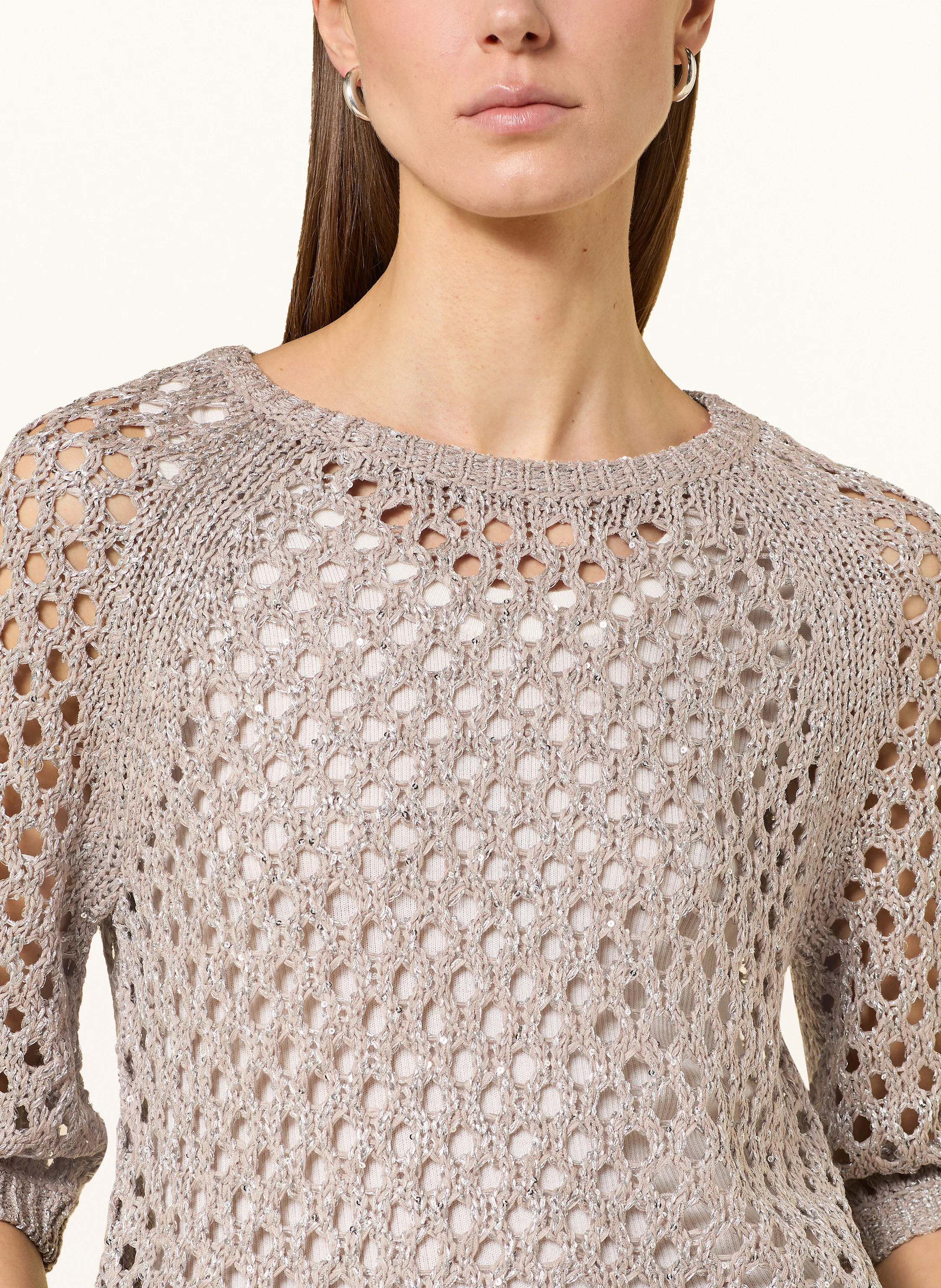 monari Pullover mit 3/4-Arm und Pailletten