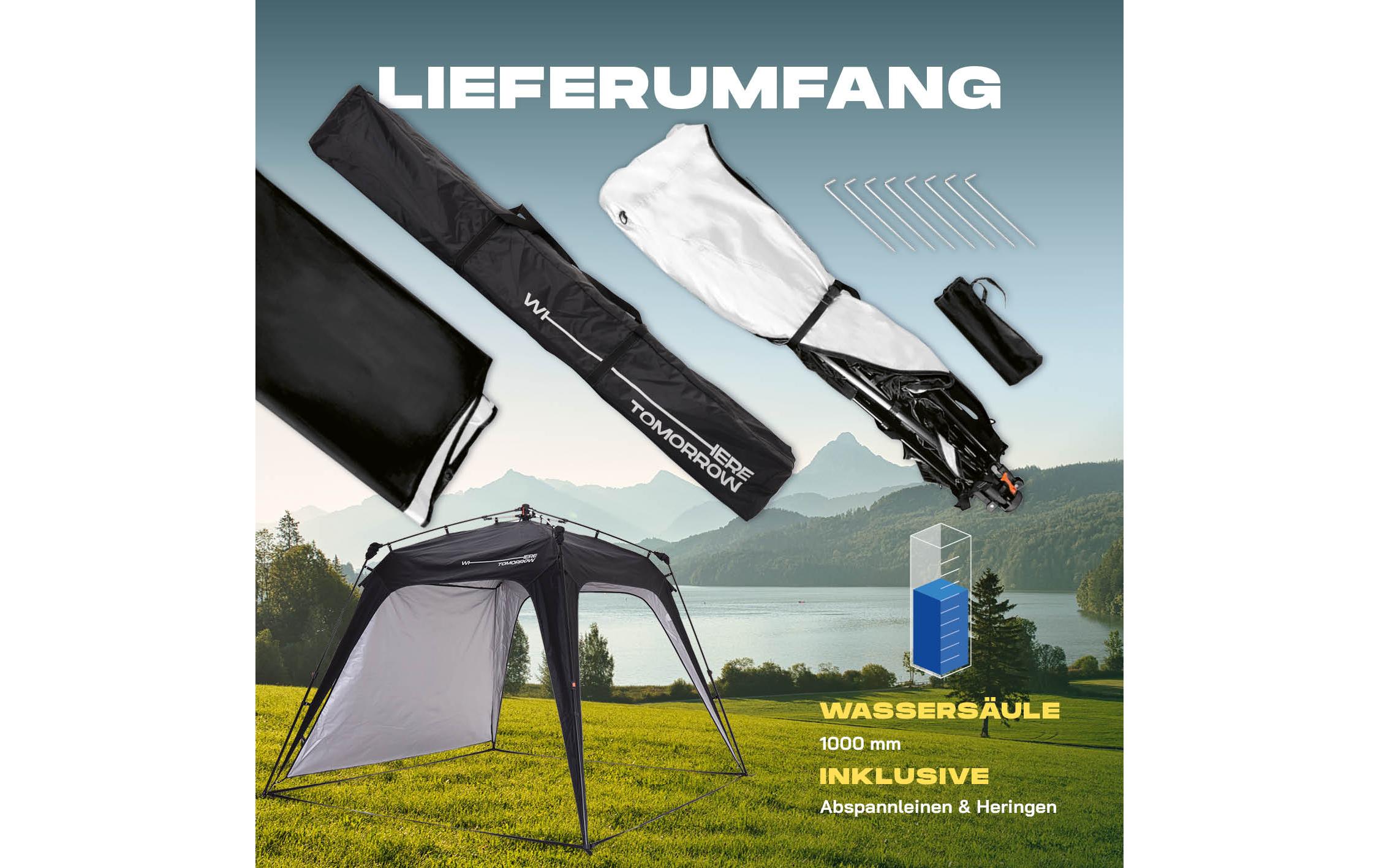 Pavillon Pop Up - Schwarz<br>Outdoor-Pavillon mit Seitenschutz