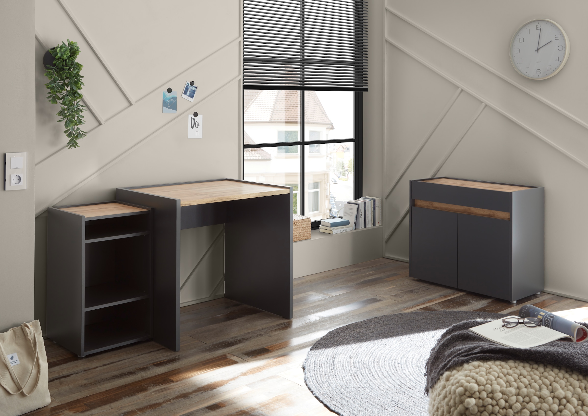 Home affaire Schreibtisch »CiTY/GiRON« moderner Computertisch, wohnliches Home Office, Breite 80 oder 143 cm