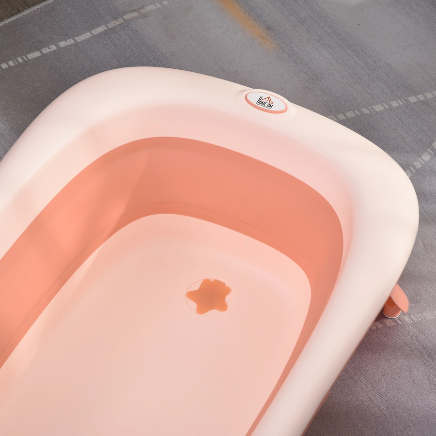 HOMCOM Ergonomische Babybadewanne zum zusammenklappen rosa