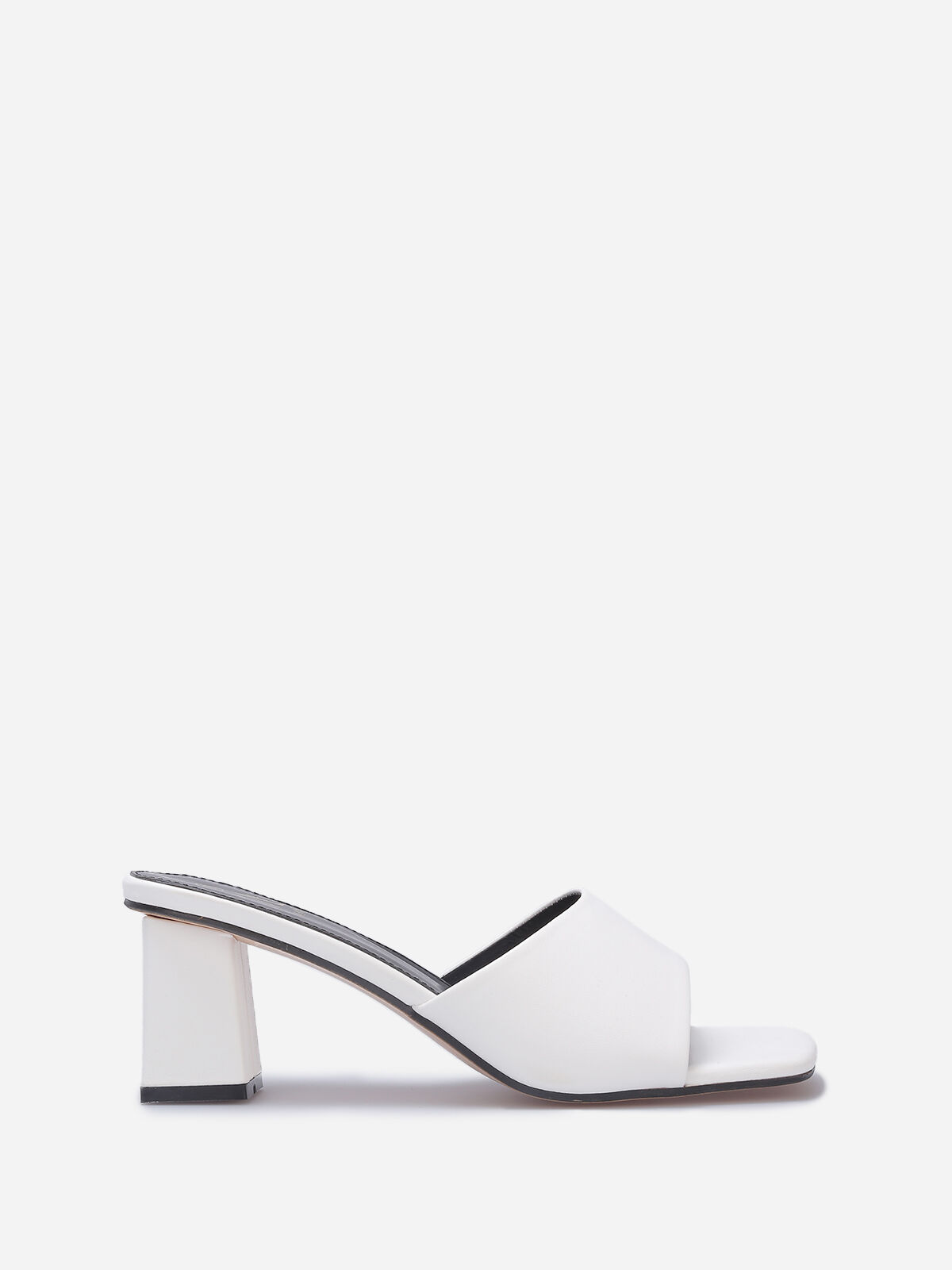 Mules à talon carré- Blanc