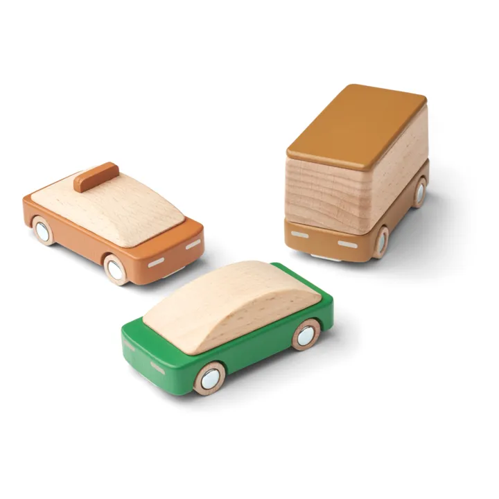 Liewood Voitures en bois - Set de 3 | Mustard mix
