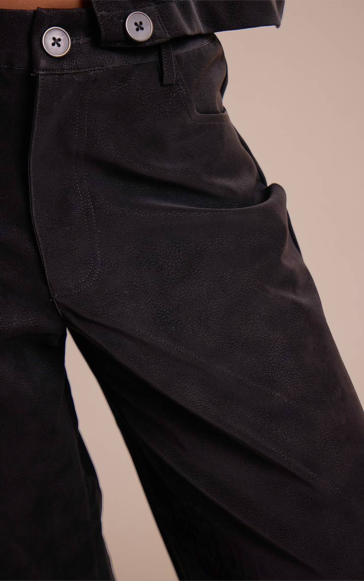 Noir Pantalon Large En Synthétiquecuir Délavé Ensemble Coordonné
