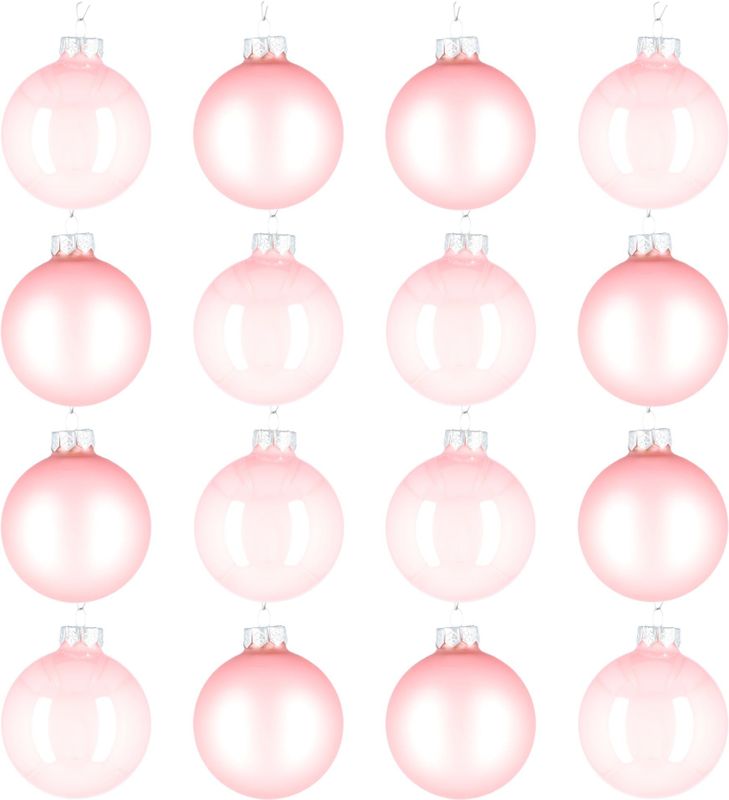 Glazen Kerstballen - Set van 16 stuks - 80 mm - Powder Pink - Roze