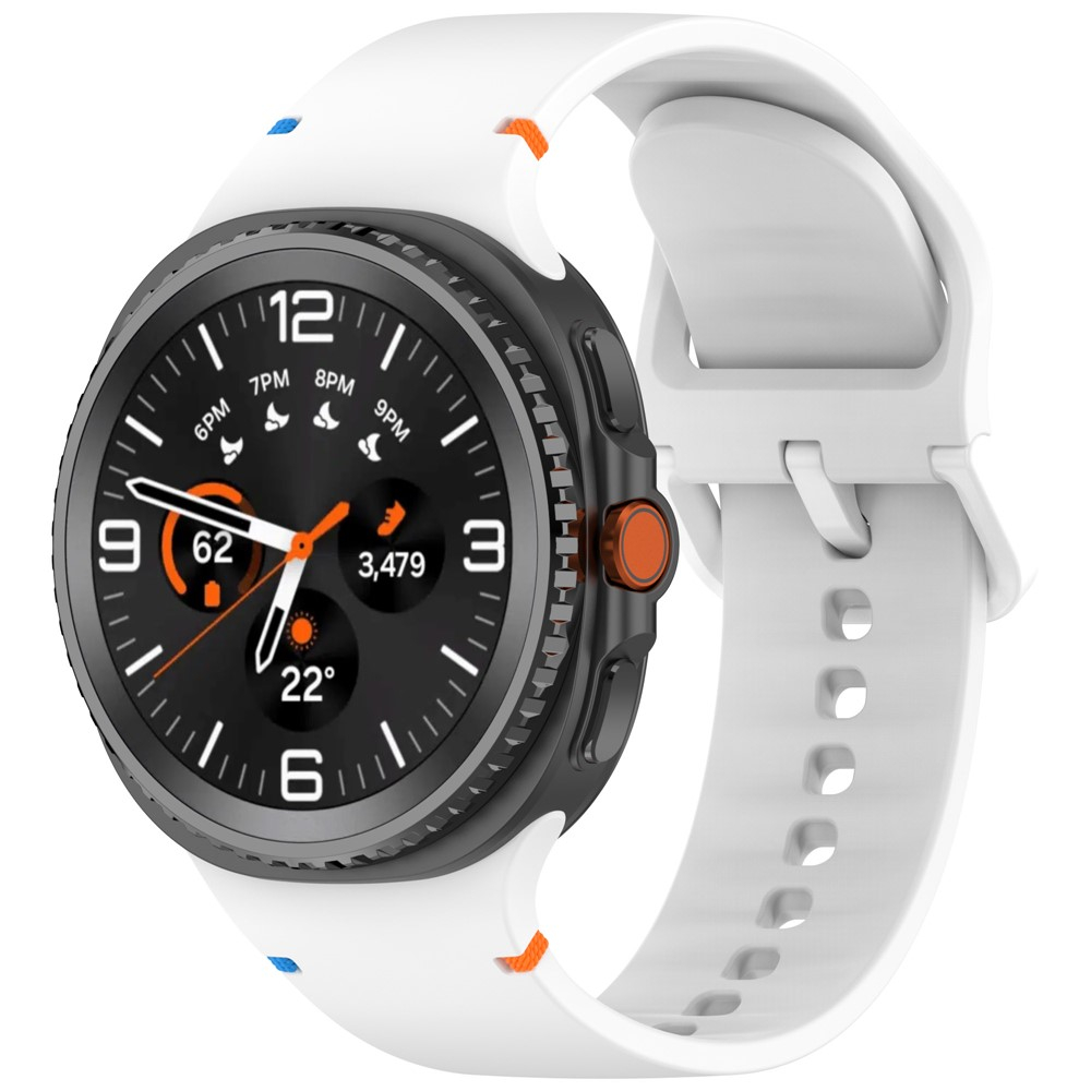 Samsung Galaxy Watch 8 (40mm) Silikon Armband mit dekorativer Naht und Dornschliesse - Weiss