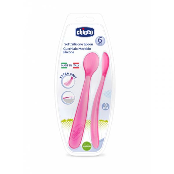Chicco Colher Macia Silicone 6M  Rosa 2 Unidades Uni.
