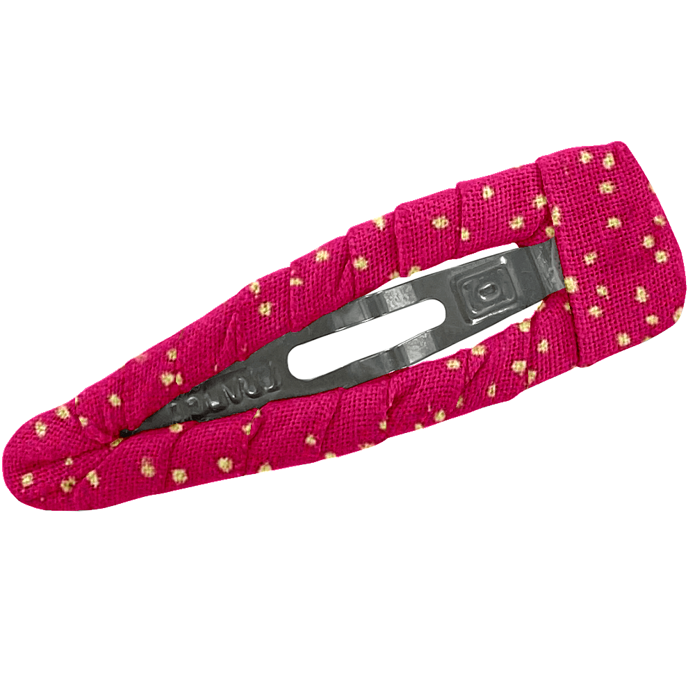 Barrette Clic-Clac Tissu Fuchsia Pailleté