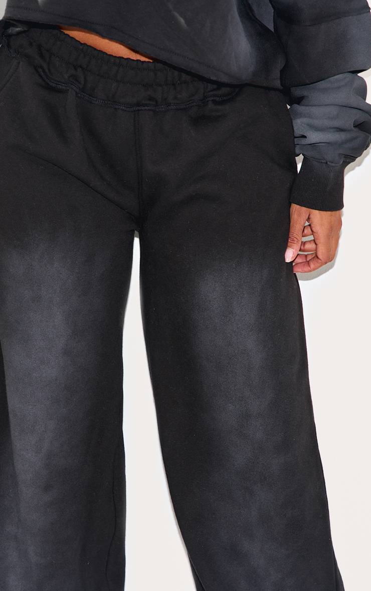 Noir Délavé Joggers Taille Haute Délavée Coupe Large Shape