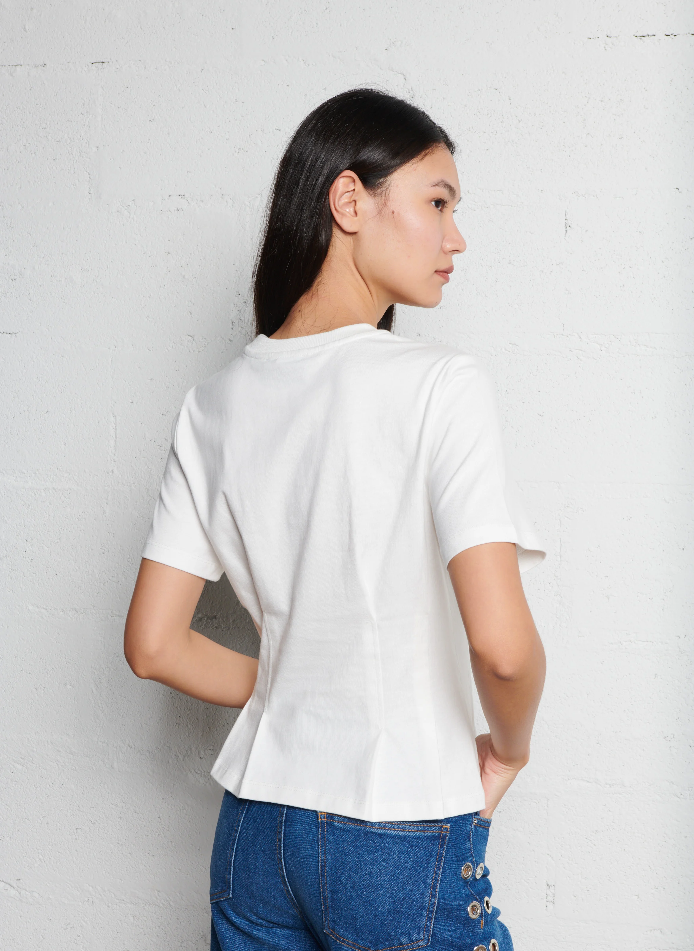 EDWIN - Tee-shirt col rond cintré en coton | Blanc