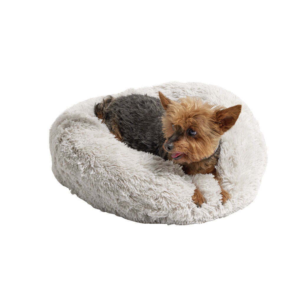 Pouf rond douillet pour chat ou petit chien (2 modèles gris ou beige)