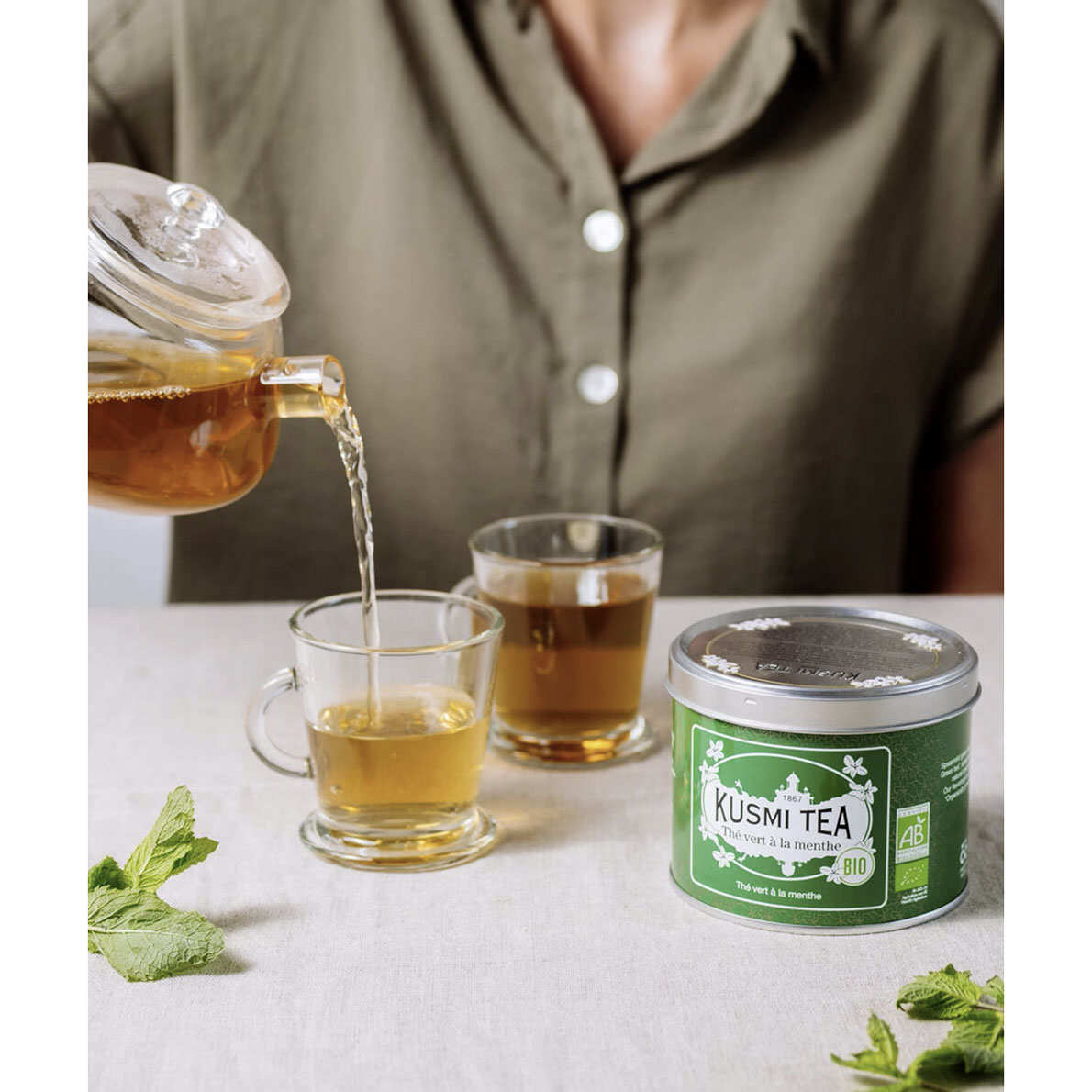 Thé vert à la menthe bio - Boite vrac en métal