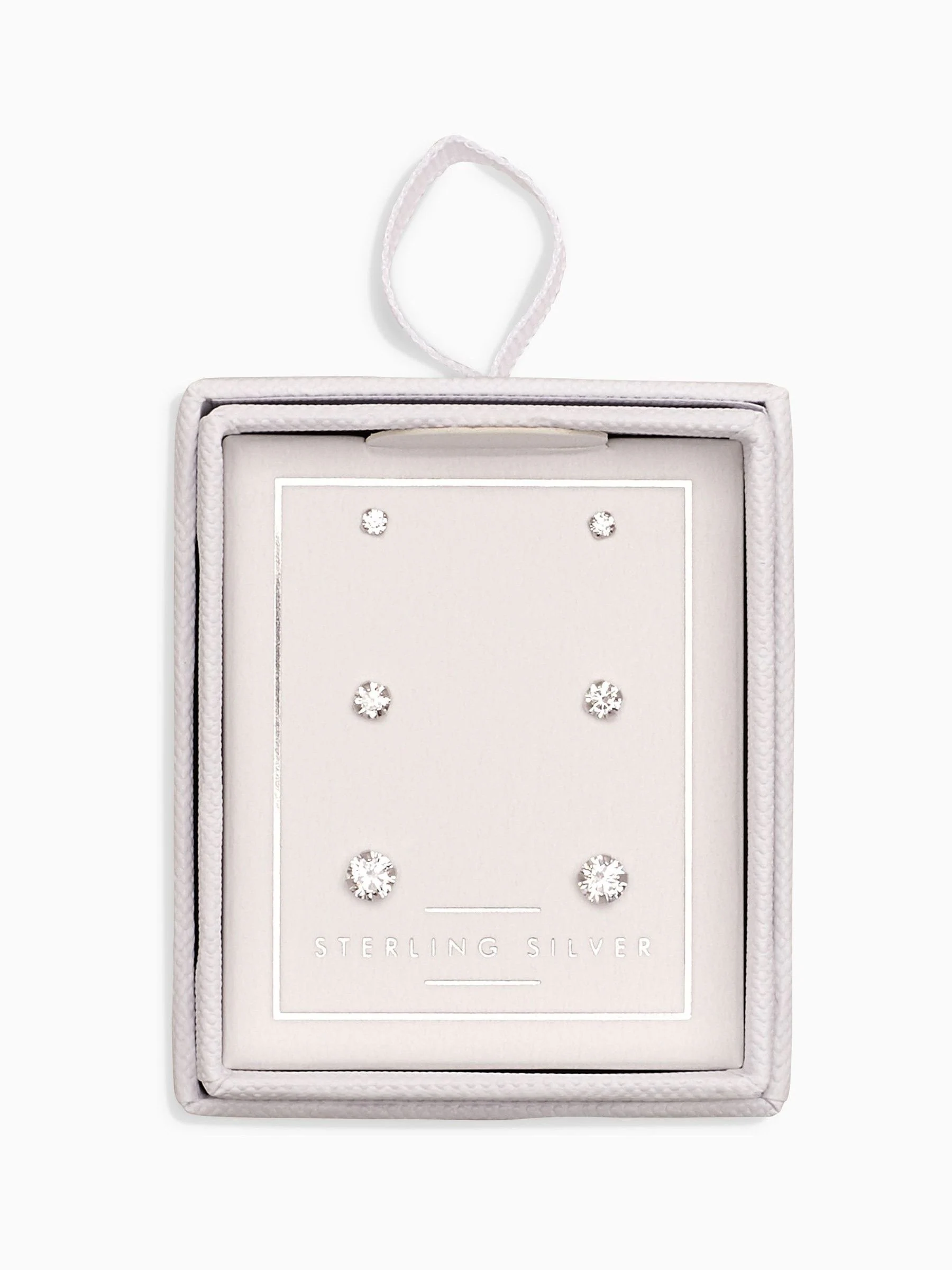 Echt zilver - 3 Paar oorknopjes met kristal