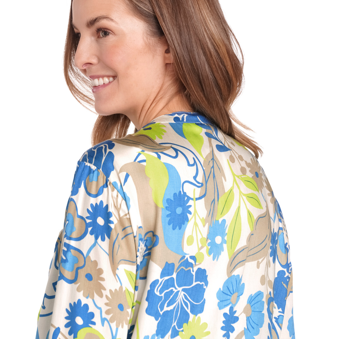 Gina Benotti Damen Bluse mit Blumen-Allover dunkelblau / blau / grün