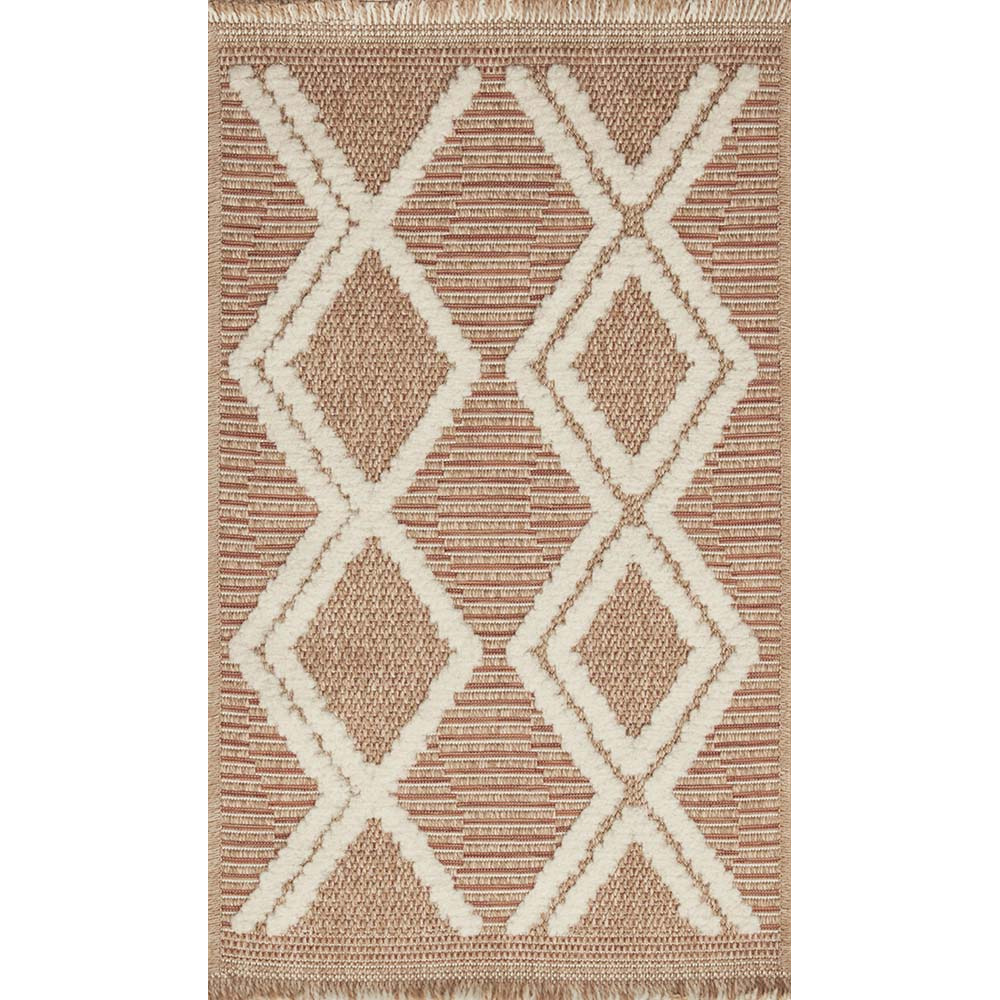 Tapis intérieur extérieur aspect jute terracotta tulum 9048 180 x 67 cm