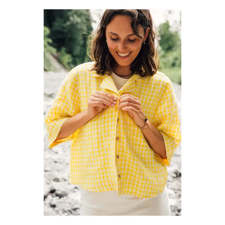 Matona Chemise Carreaux Lin | Jaune