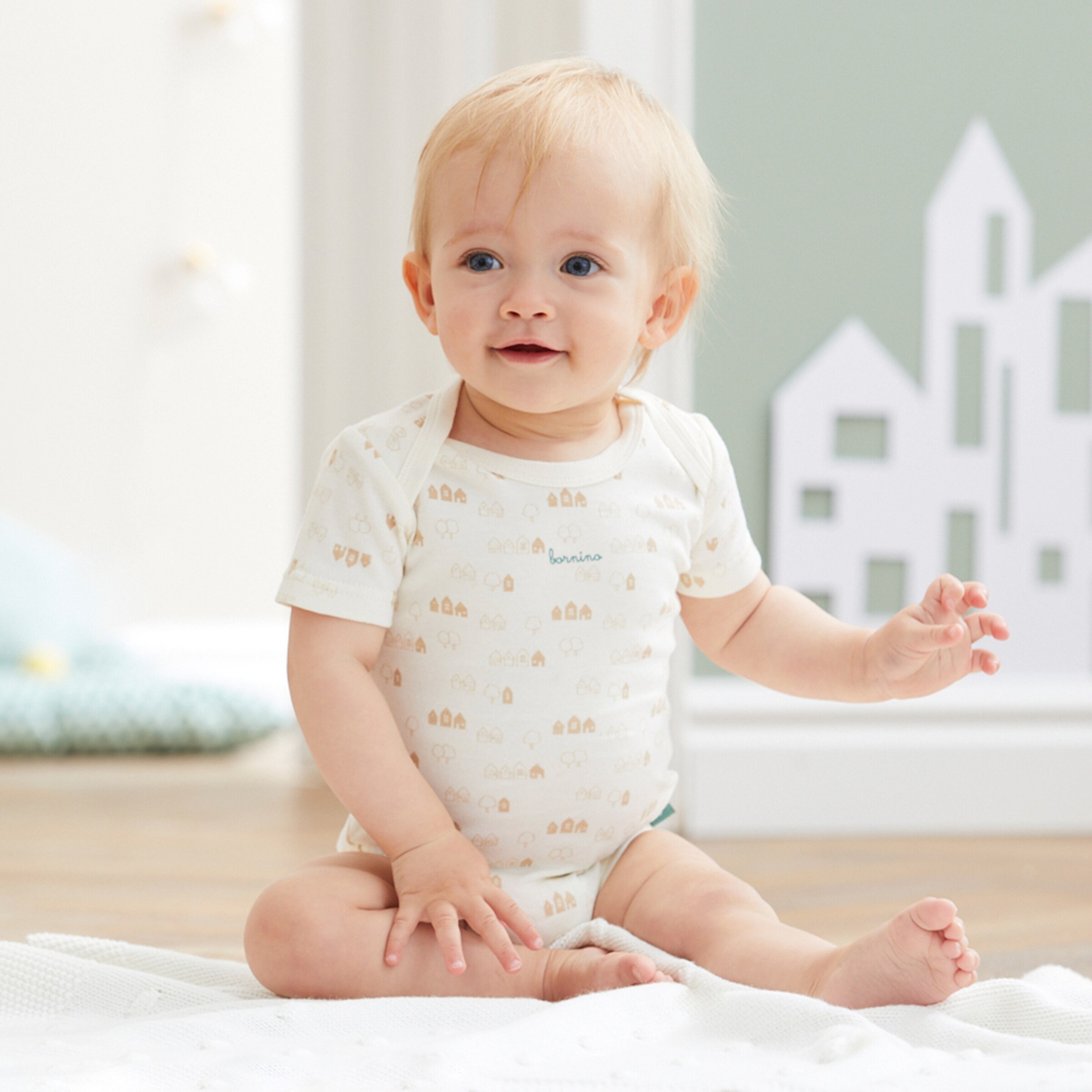 Bornino - Lieblinge 3er-Pack Bodys kurzarm Ringel Haus
