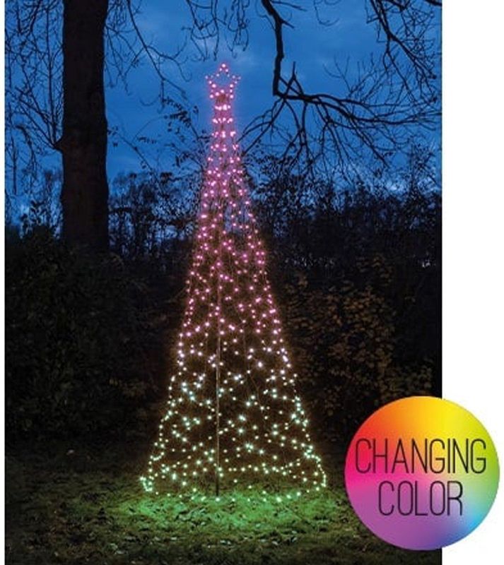 Anna's collection - Vlaggenmast Verlichte Kerstboom - 480 LED Lampjes - D100 x H320 cm - RGB - Met Afstandsbediening
