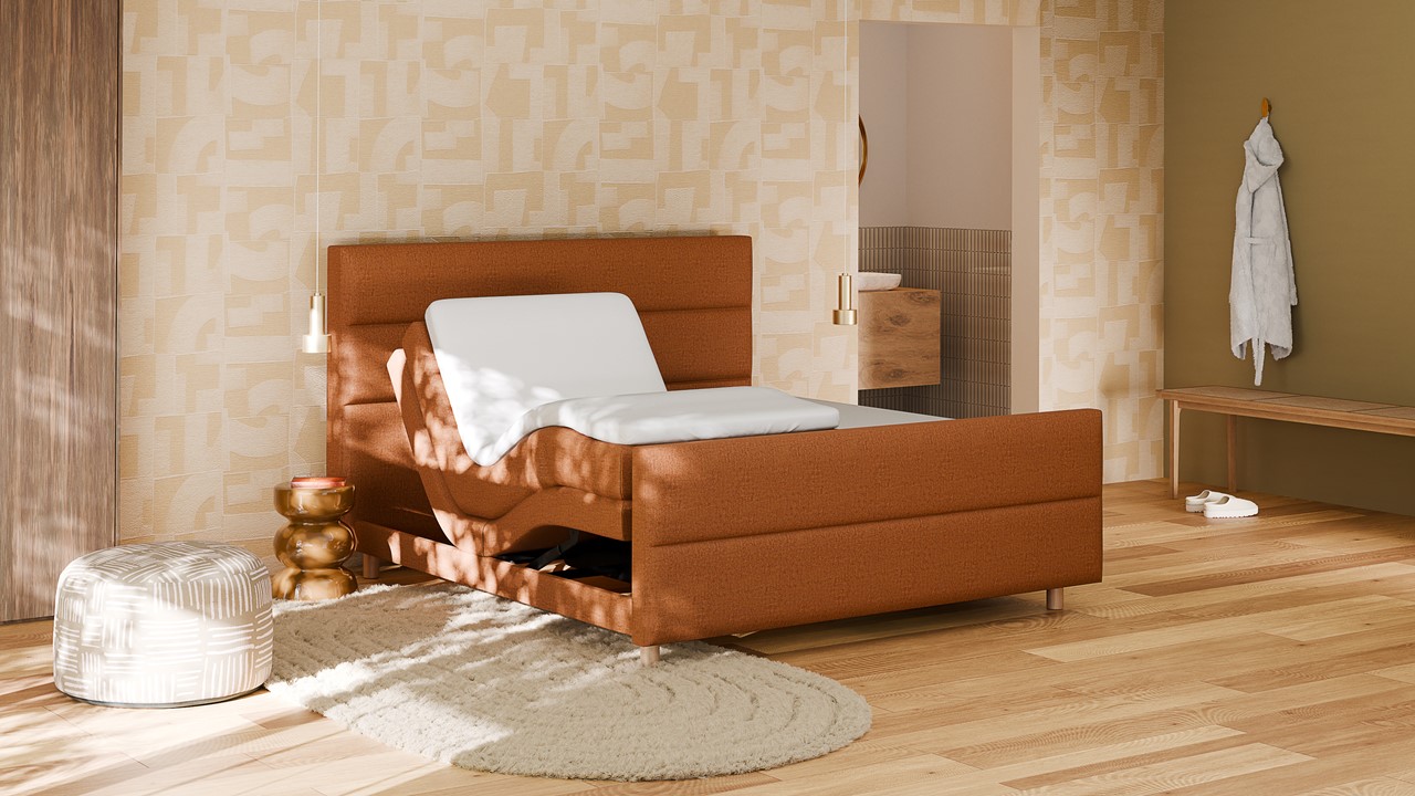 Elektrische boxspring Mica - Soft touch terracotta