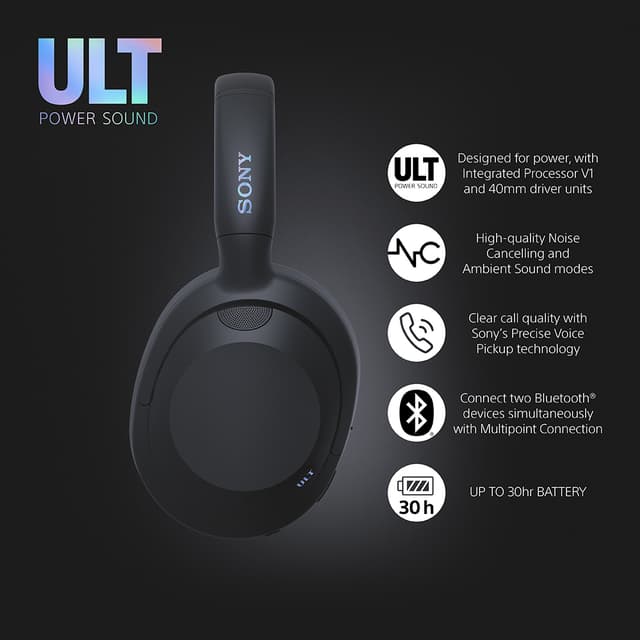 Sony ULT Wear trådløse around-ear høretelefoner (sort)