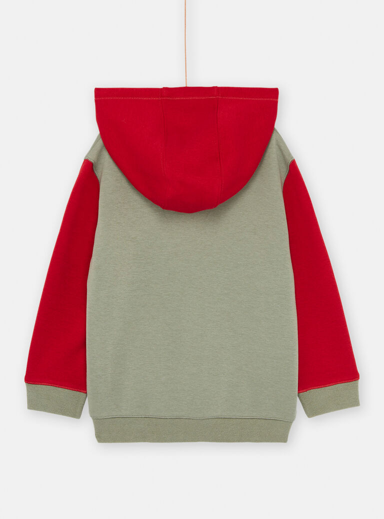 Gilet vert de gris et rouge pour garçon