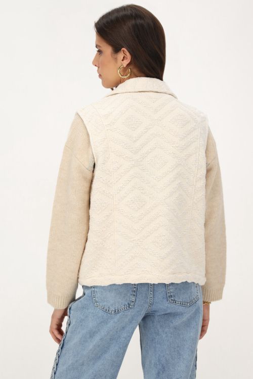 Wit jacquard gilet met zigzag