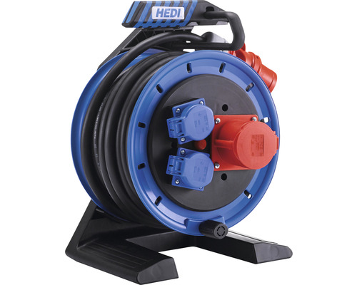 HEDI volledig kunststof driefasenkabelhaspel Generatie 7 Companion Ø 25 cm H07RN-F 5G2,5 mm² zwart