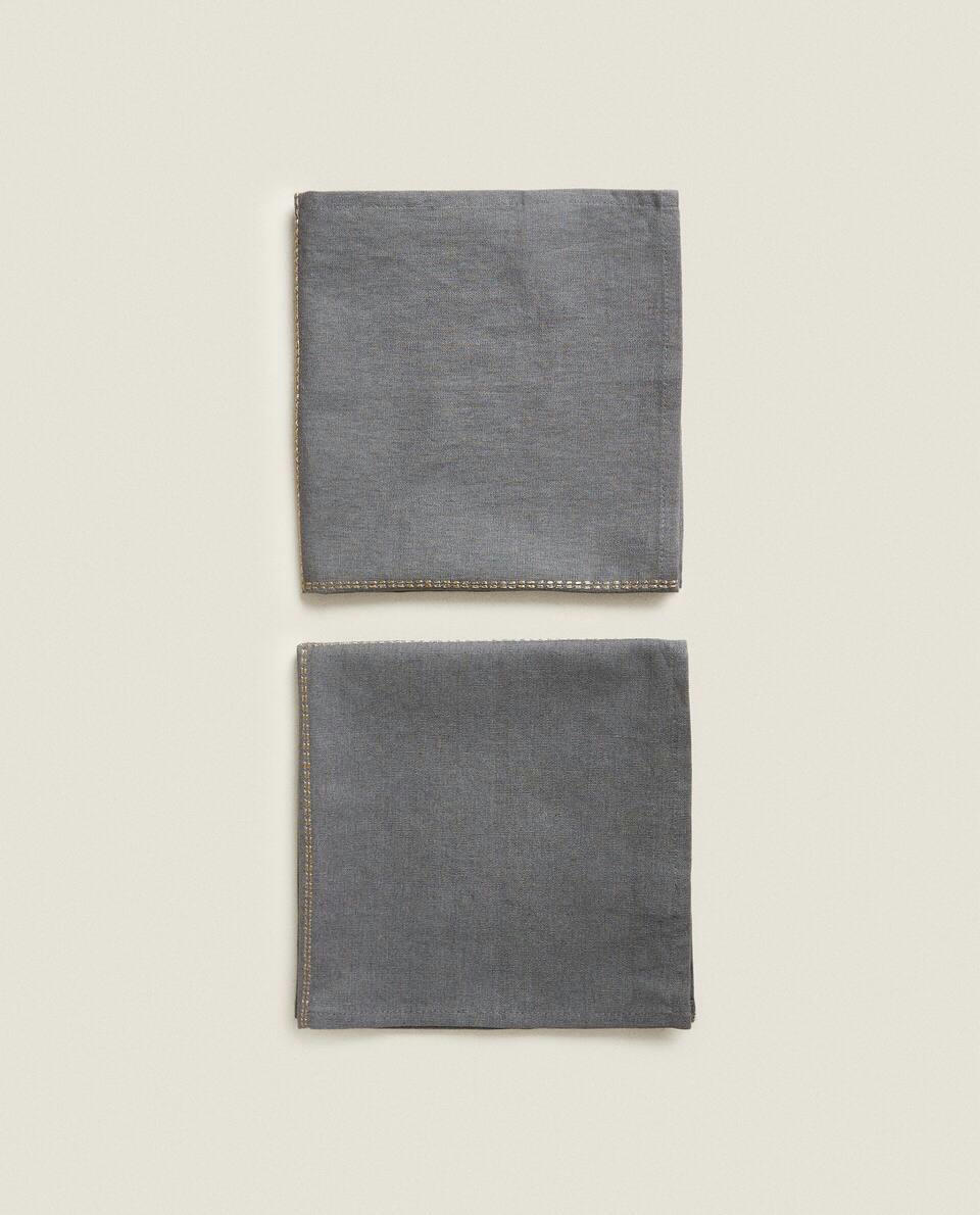 PACOTE DE GUARDANAPOS DE LINHO COM ESTAMPA DE CORRENTE DE NATAL (PACOTE COM 2)
