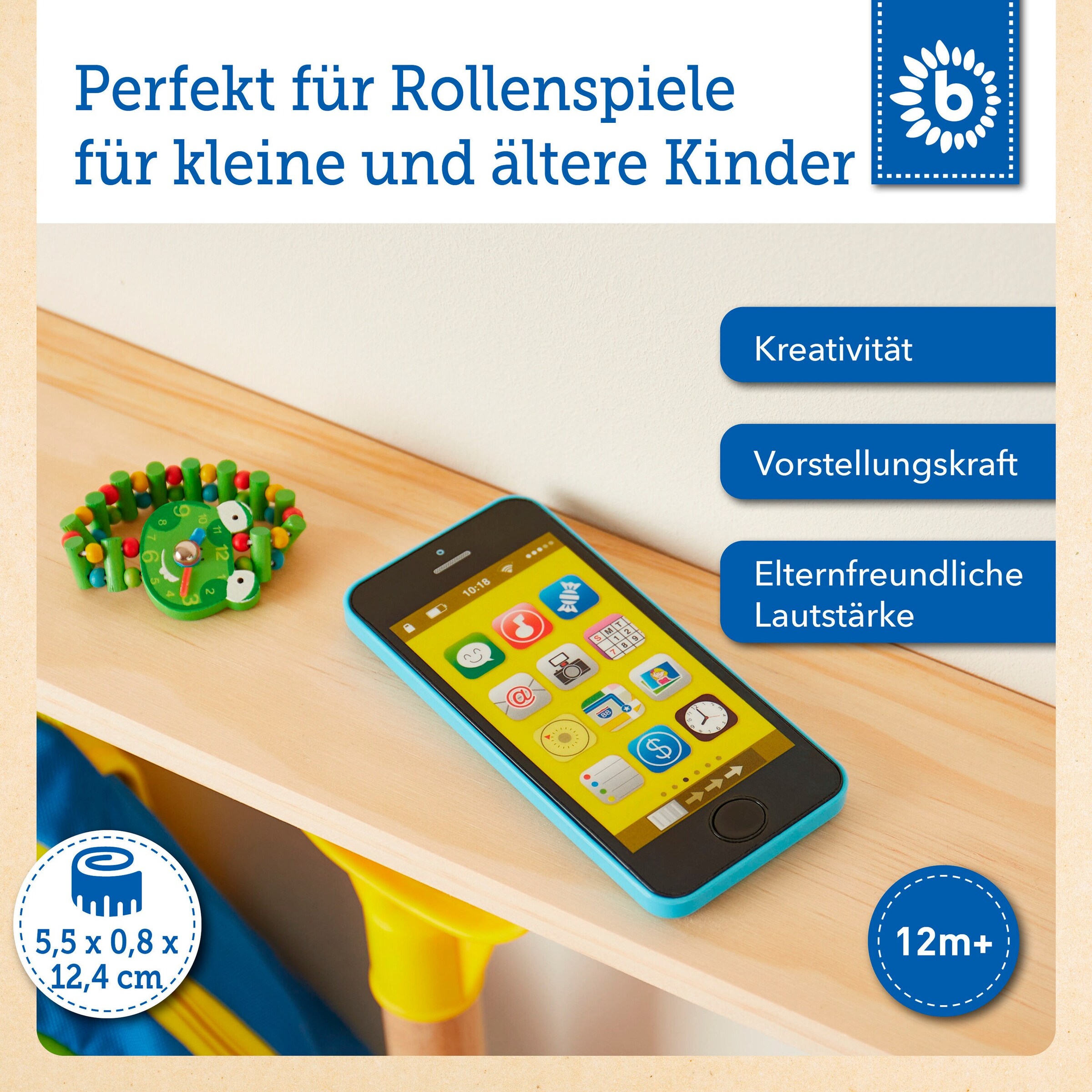 Bieco Lernspaß Kinder Smartphone mit 40 Sounds Blau