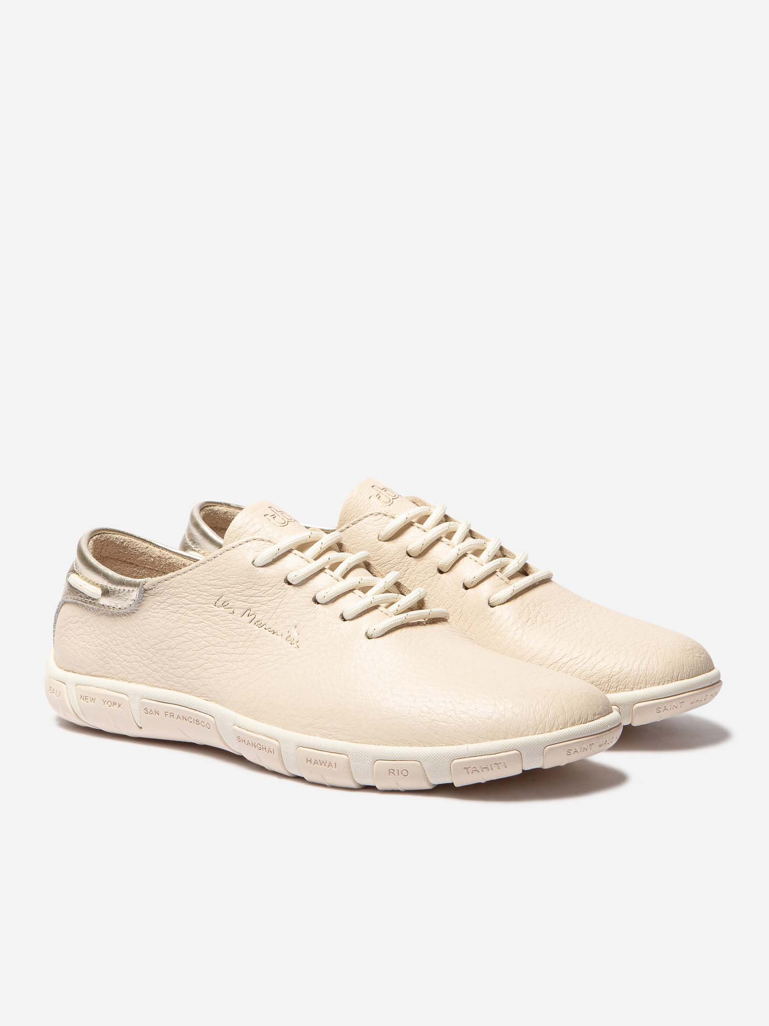 Tennis Femme Confort Cuir Beige