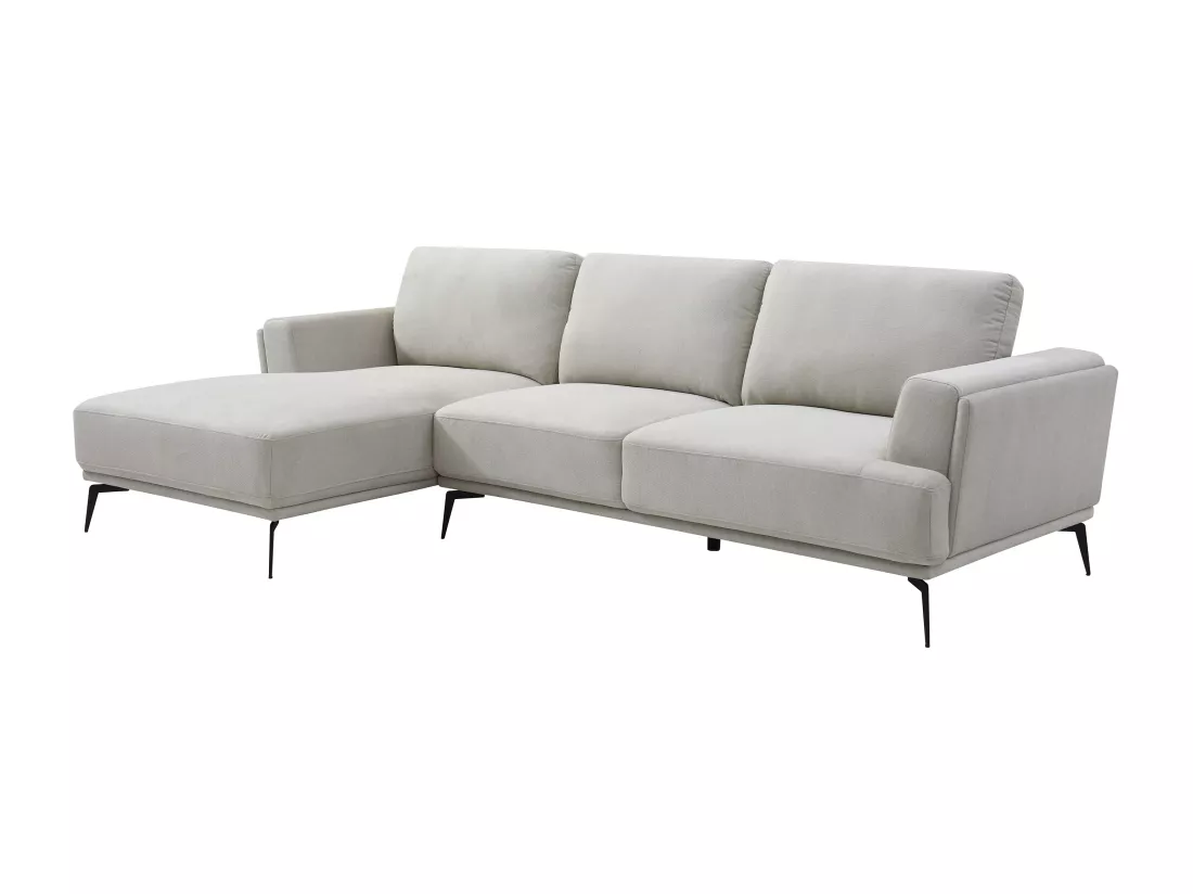 Canapé d'angle gauche dossier avance-recule en tissu texturé beige ARSODA