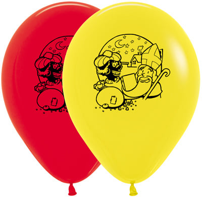 Ballonnen Sint en Piet Black Print Mix 30cm 25st