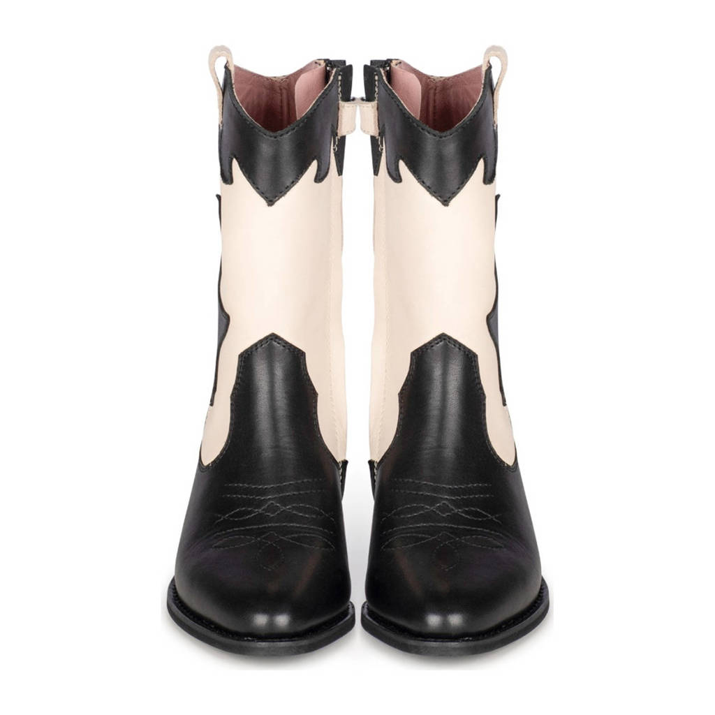 PS Poelman Nolialeren cowboylaarzen zwart/beige