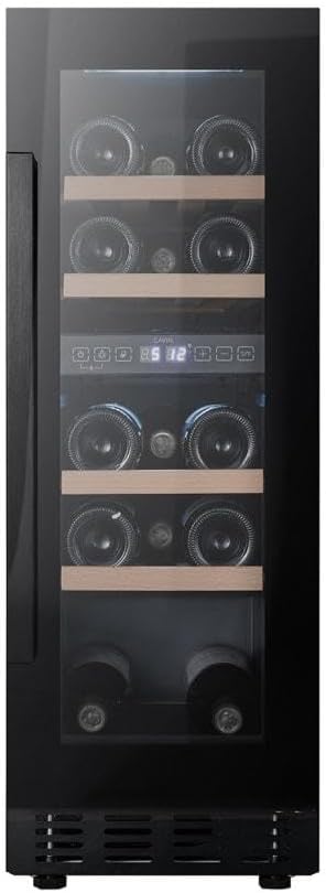 Cavin Arctic Collection 30D, Einbau-Weinkühlschrank schwarz 18 Flaschen, 2 Temperaturzonen, 18 Flaschen, 30 cm breiter Weinkühlschrank, ausziehbare Regale, B:29,5 H:82 T:57,5 cm