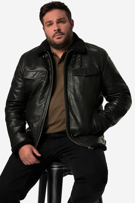 Men+ Lederjacke, Leder, Teddyfutter, bis 8 XL