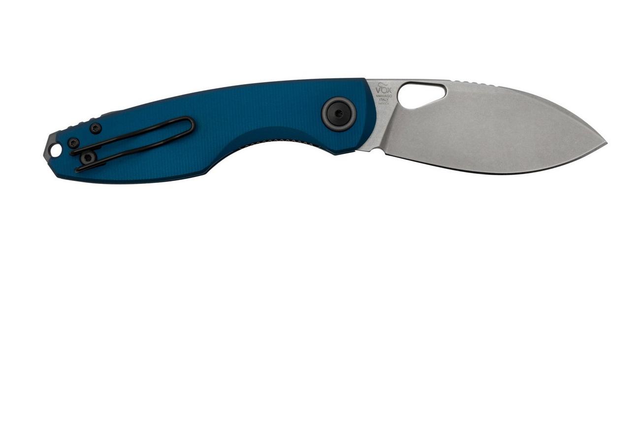 Fox Chilin FX-530-ALBL Stonewashed N690, Blue Aluminum zakmes, Jesper Voxnaes design