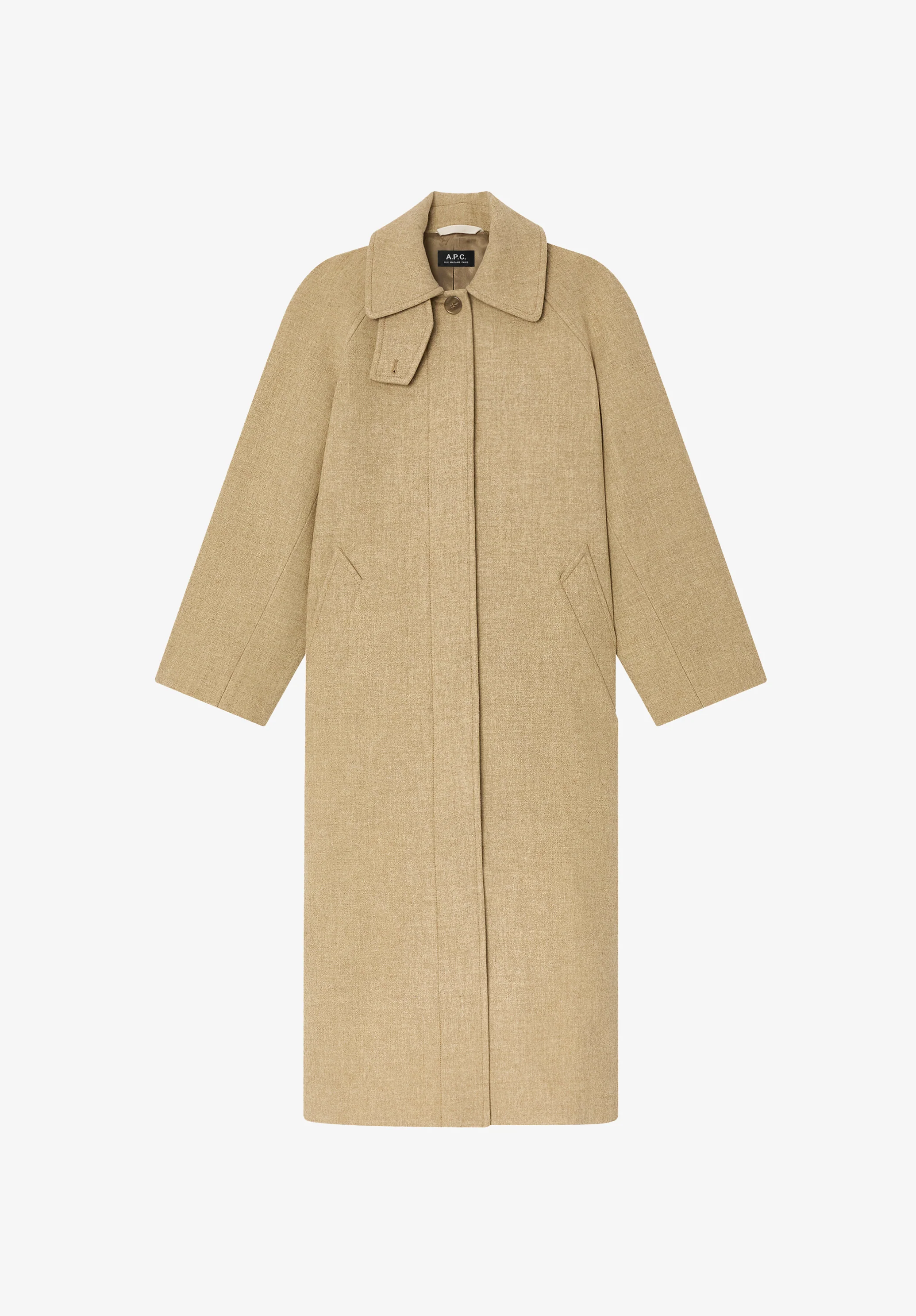 Manteau uni manches raglan - Beige chine