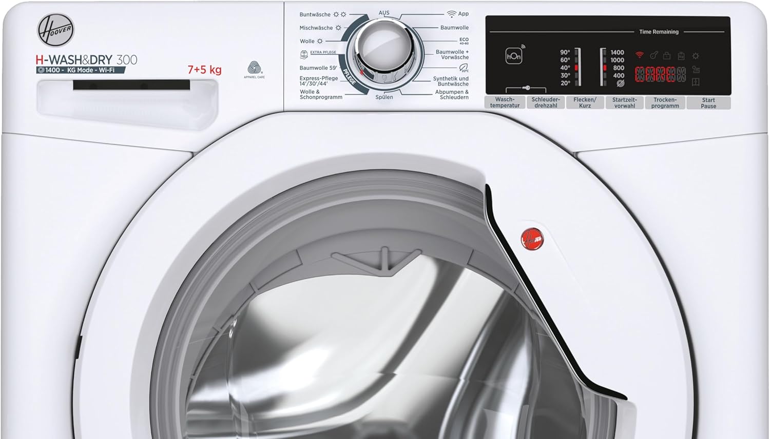 Hoover H-WASH&DRY 300 H3DO4755T2/1-84 Waschtrockner / 7 kg Waschen, 5 kg Trocknen/Gewichtserkennung/Wi-Fi und Bluetooth/Care-Programme