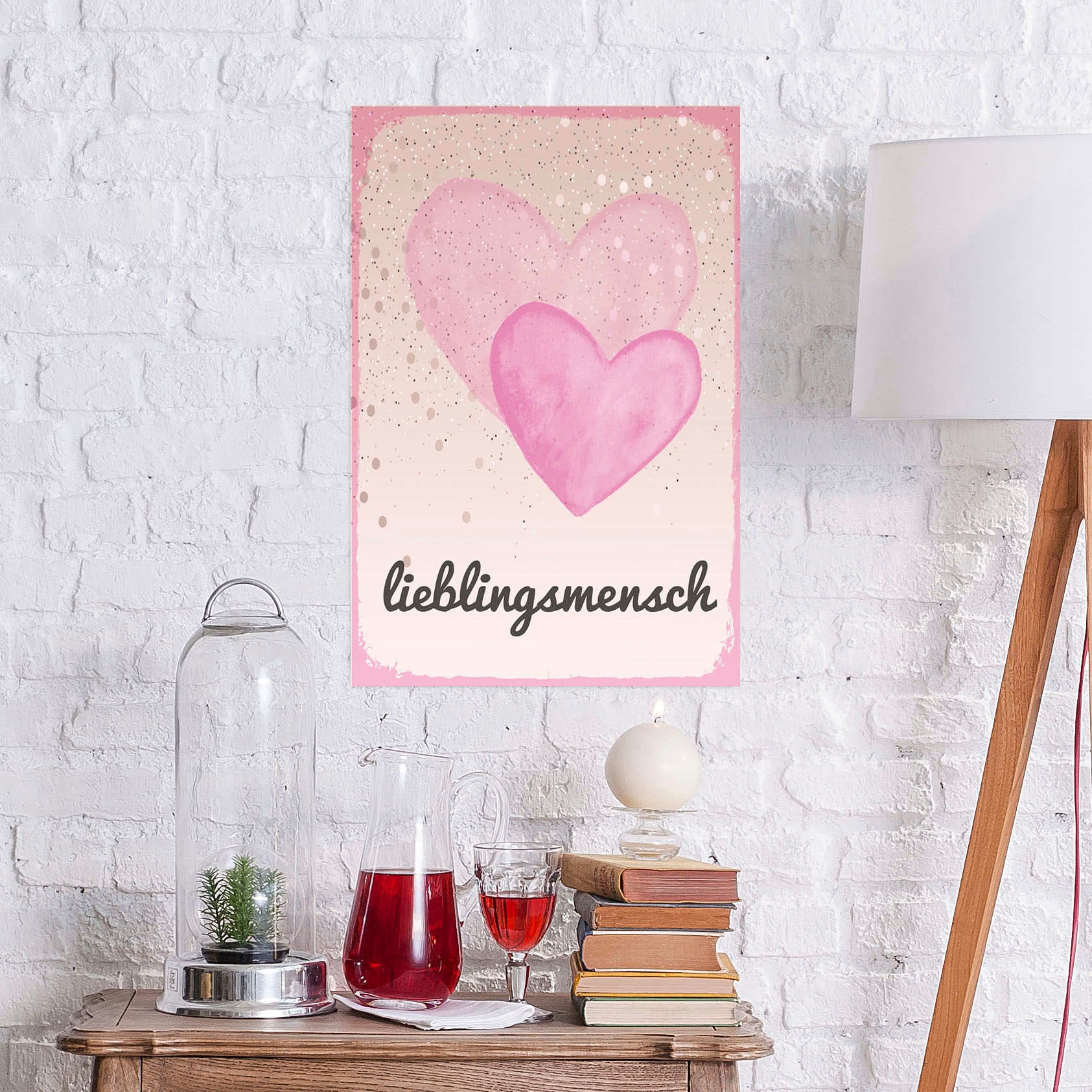 queence Metallbild »Liebling« Herzen | Schriftzug | Sprüche 1 Stk. tlg. Stahlschild, Blechschild, Lieblingsmensch, Wanddeko, Wandbild