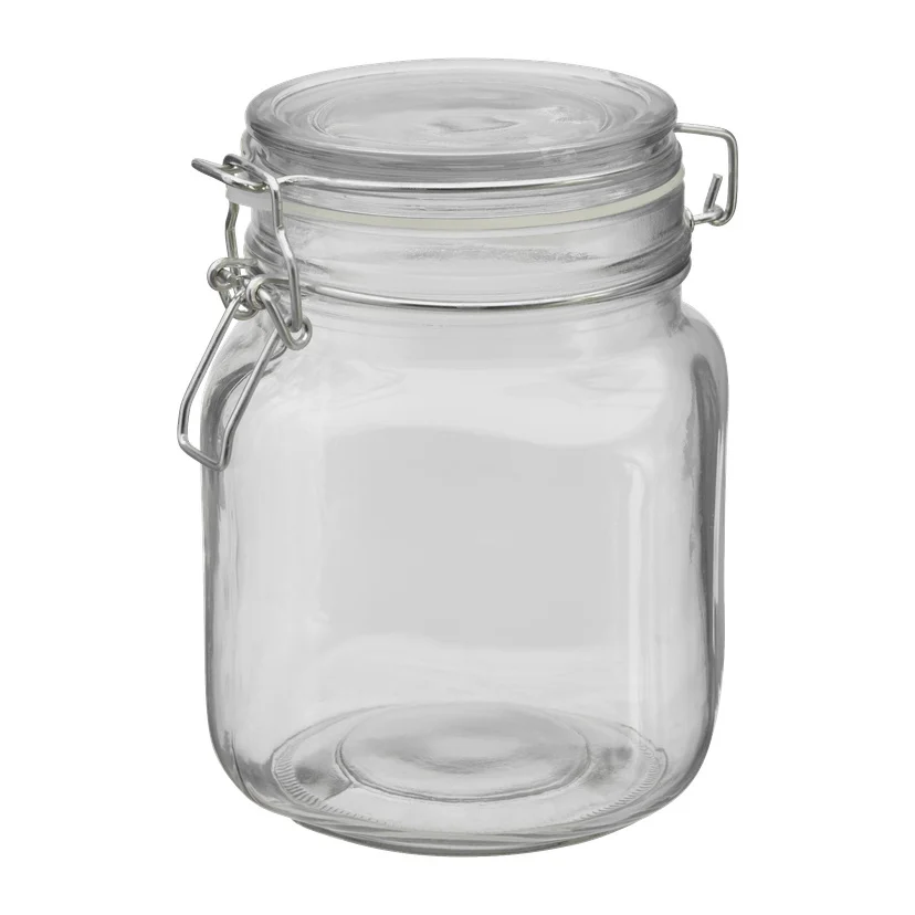 Glasskrukke med knepplokk 1 l