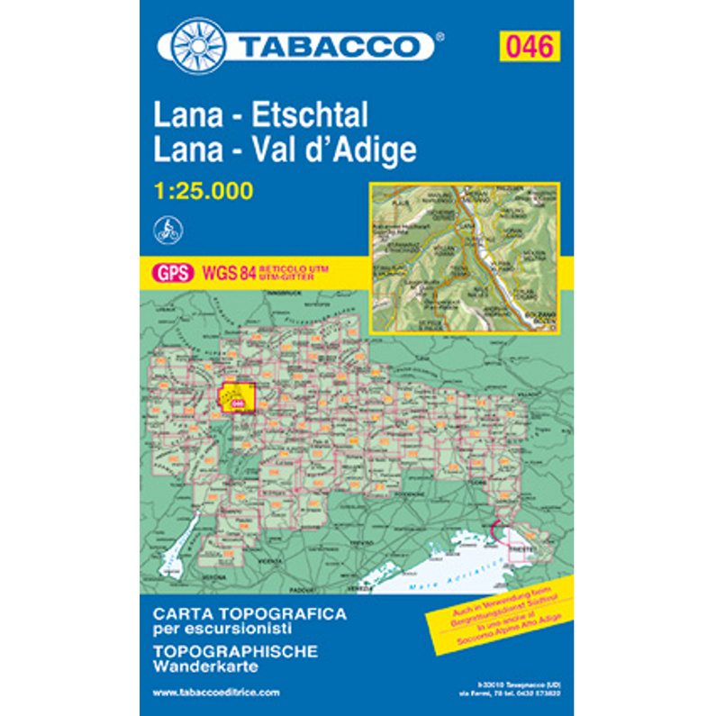 Tabacco Lana - Etschtal 046 Wanderkarte