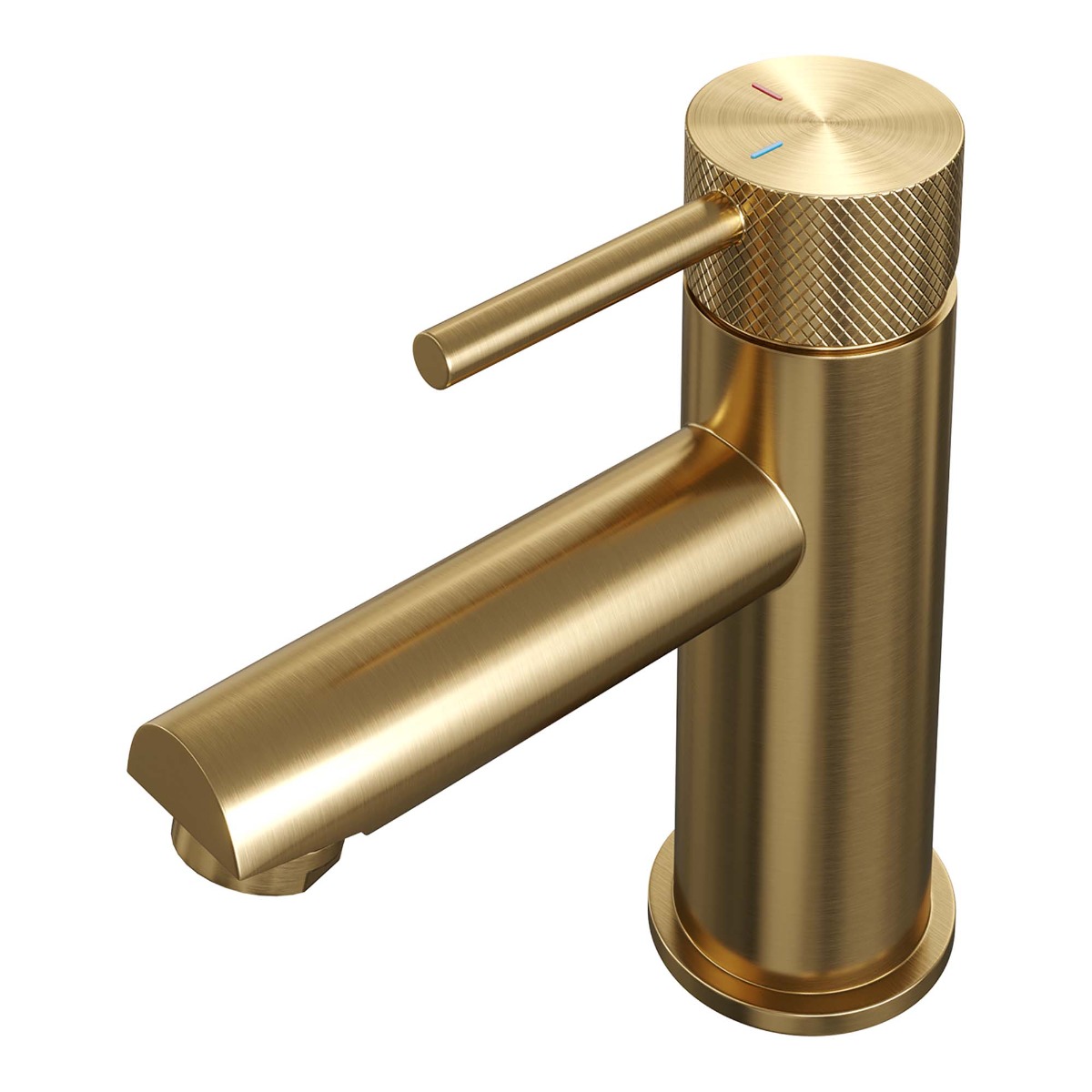 Brauer Gold Carving wastafelkraan met lange, ronde handgreep en ColdStart geborsteld messing PVD