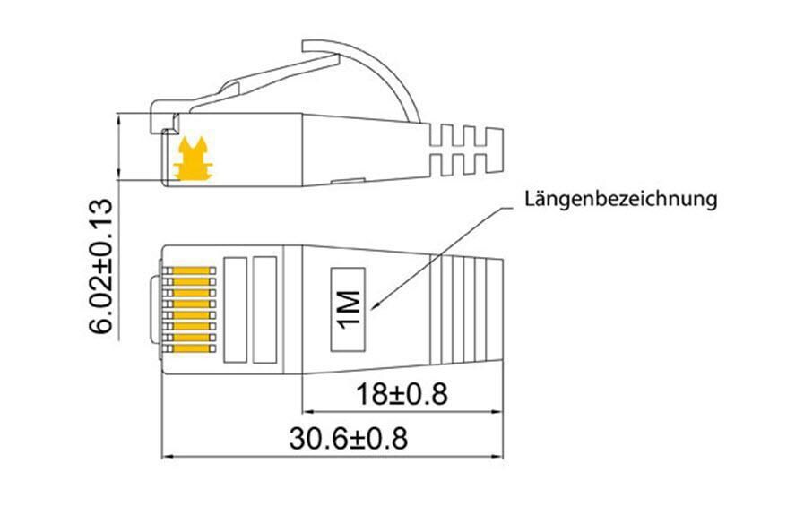 Slimpatchkabel RJ-45 - RJ-45, Cat 6, STP, 15 m, GrauGeschirmtes Twisted-Pair-Kabel (STP) mit Klinkenschutz