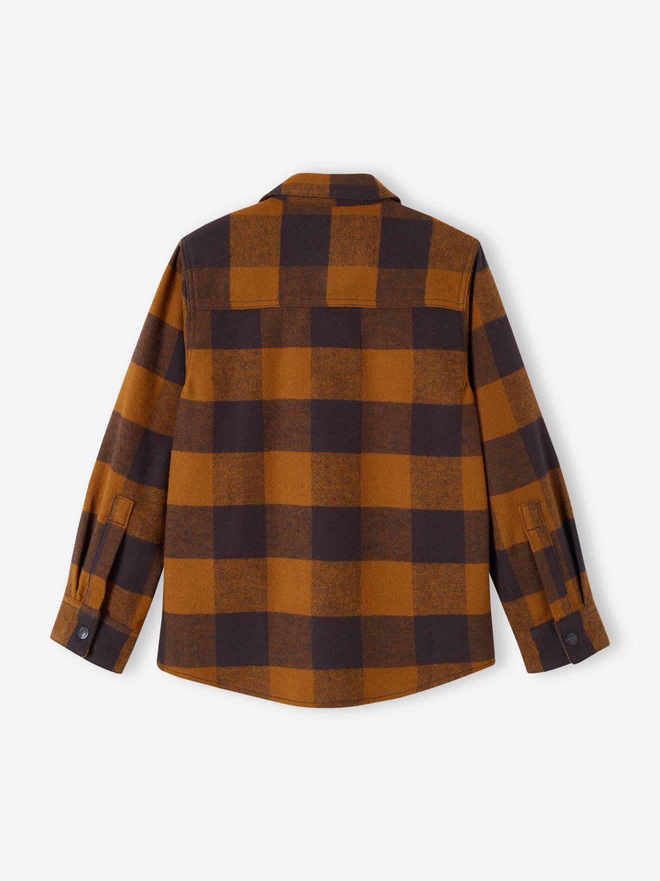 Camisa de flanela vermelha com estampa xadrez grande para meninos