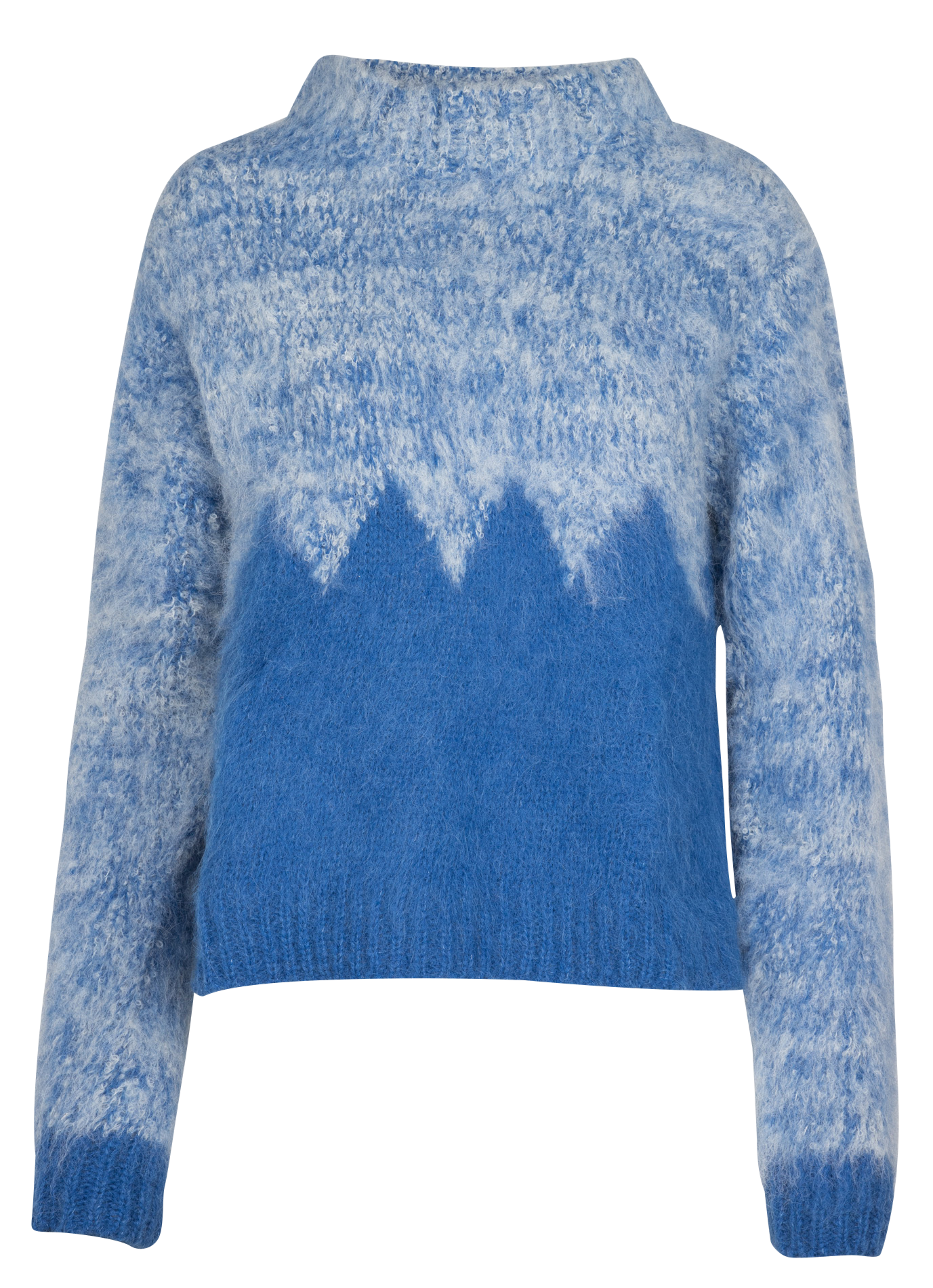 LYDIE - Pull col rond jacquard en alpaga | Bleu
